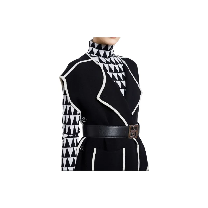 BESIONIA FW23 Sweater Women's Black White Plaid-4