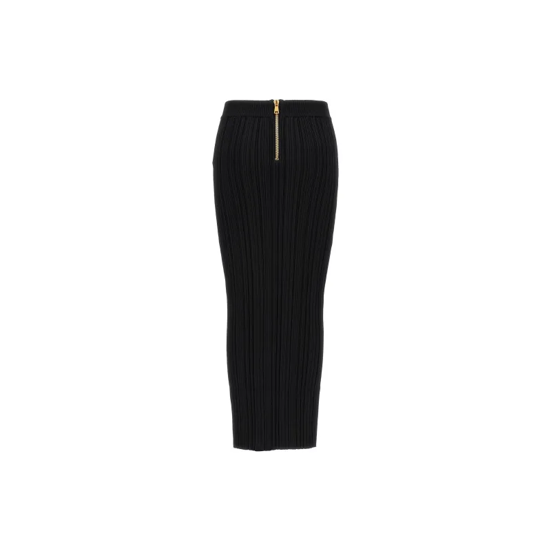 BALMAIN Classic Pleated Midi Skirt-1
