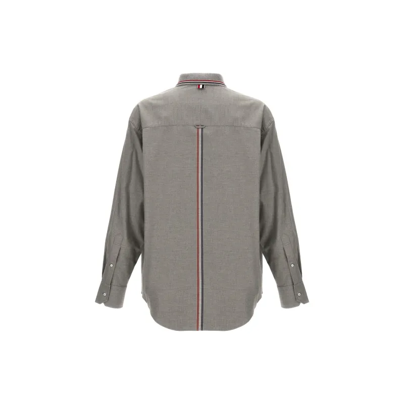 THOM BROWNE Rwb Striped Curved Hem Shirt-1