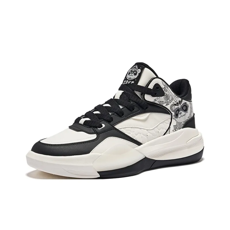 Erke Battery Panda 3V2 Anti Slip Wear Resistant High Top Casual Shoes Men's Microcrystal White/Jet Black-2