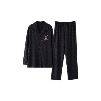 Pretty Lady Pajama Set Men's Black Gray Plaid