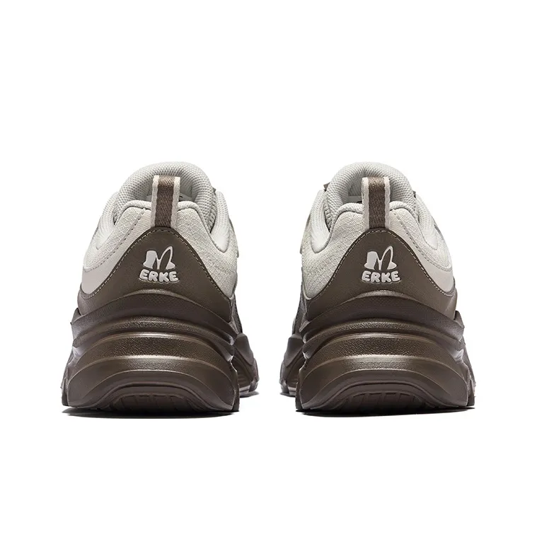 Erke Anti-Slip And Wear-Resistant Height Increasing Low-Top Casual Shoes Women's Wild Gray Brown Stone-3