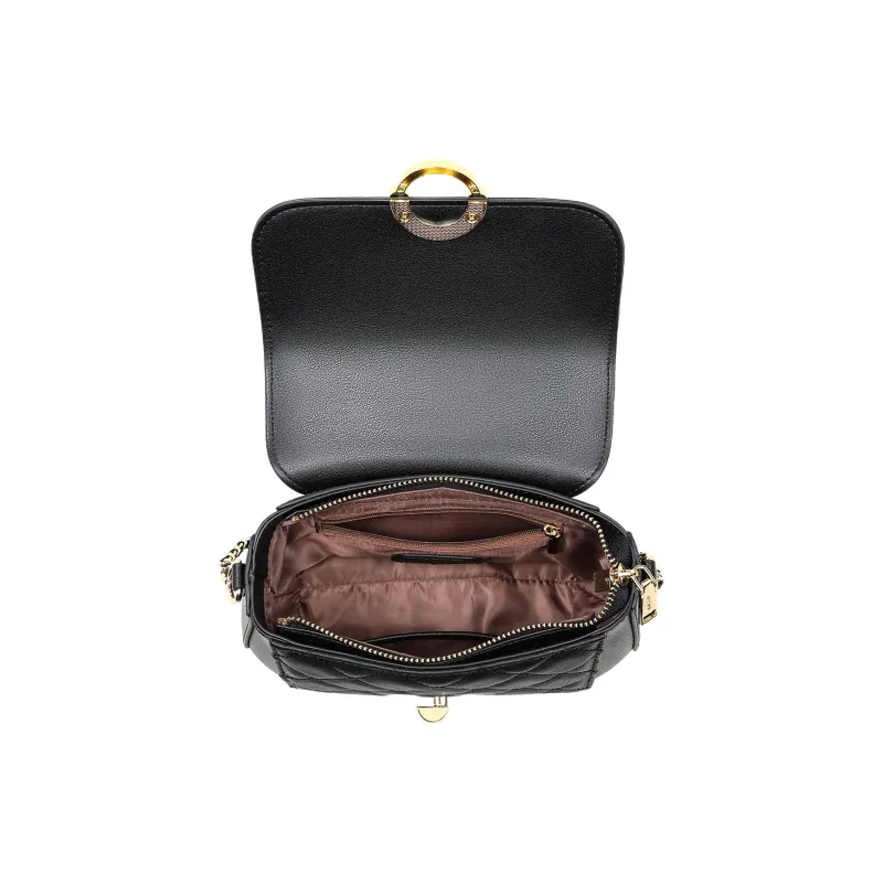 MILLIE'S Cow Leather With Synthetic Leather Shoulder Bag Regular Women's Black-3