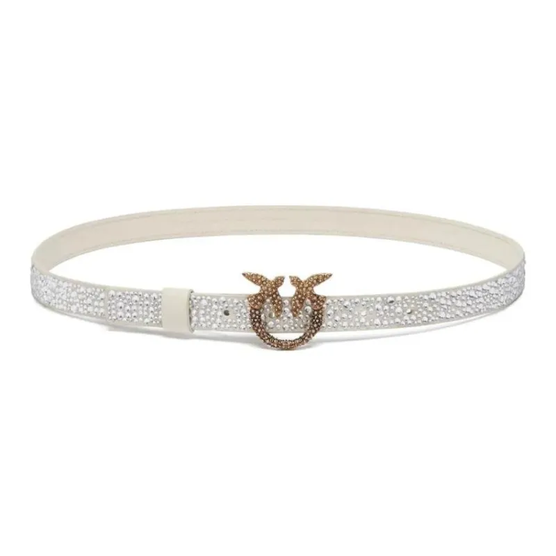 PINKO Love Birds Buckled Embellished Thin Belt-0
