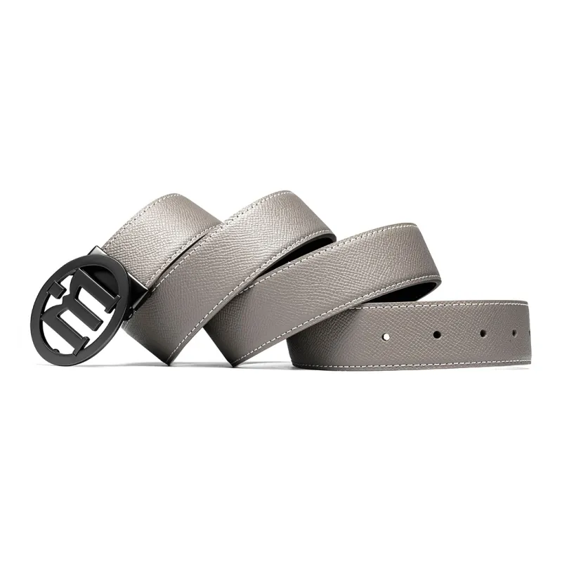 Anthony Miles Cow Leather Leather Belts Men's Light Gray 3.4cm-2