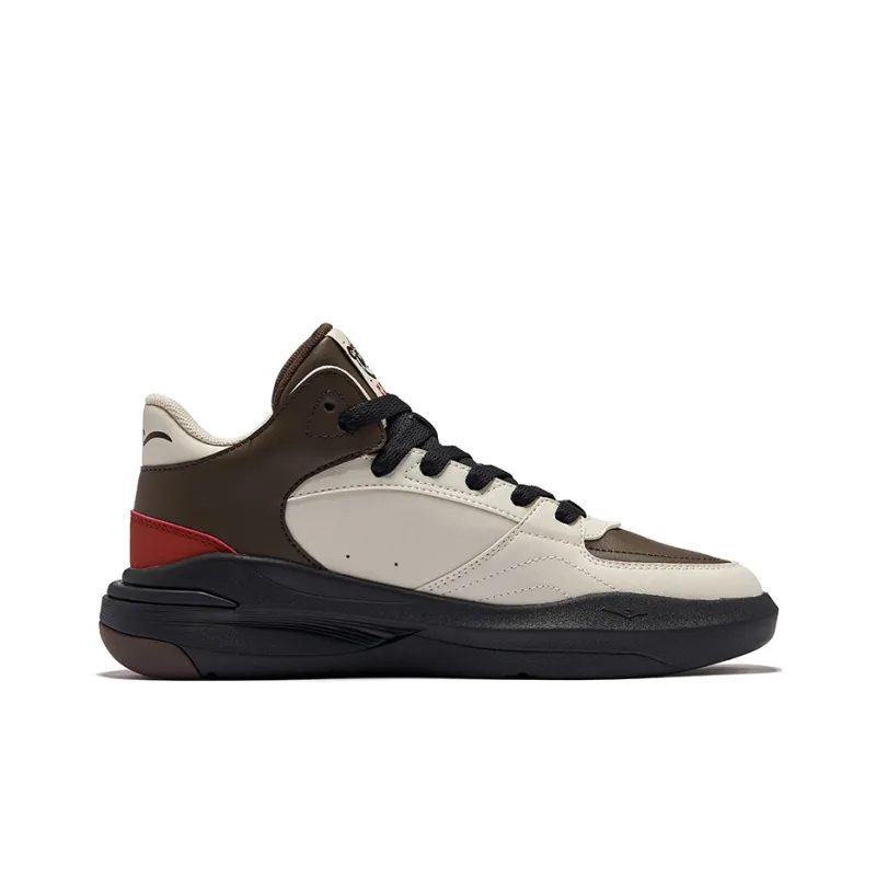 Erke Battery Panda 3V2 Anti-Slip Wear-Resistant High-Top Casual Shoes Men's Dark Sandalwood With Stone Gray-1