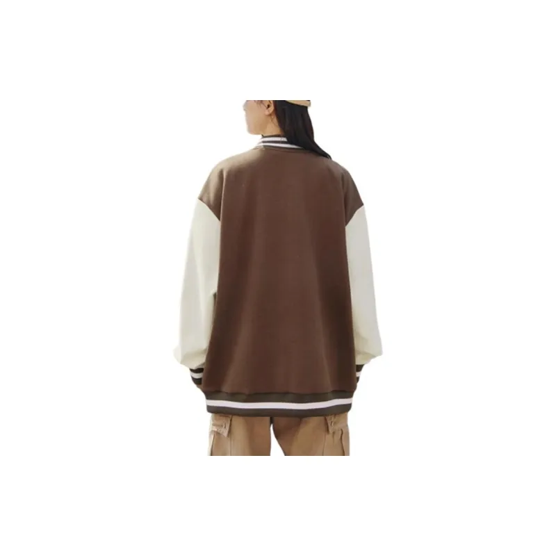 361° Basketball Collection Baseball Jacket Unisex Dark Brown Coffee/Yu White-3