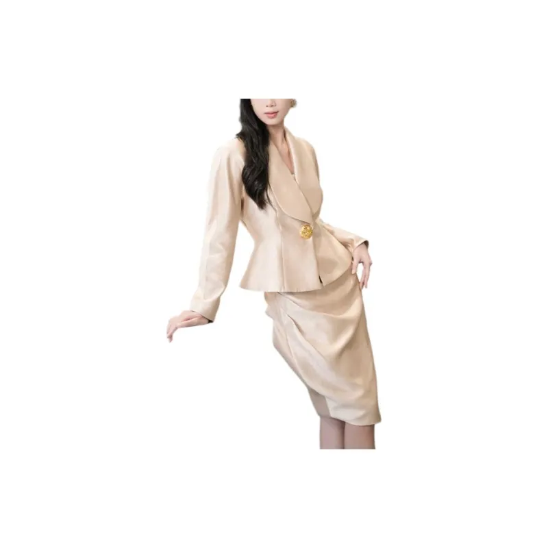 BESIONIA FW24 Business Suits Coats Women's Gold-2