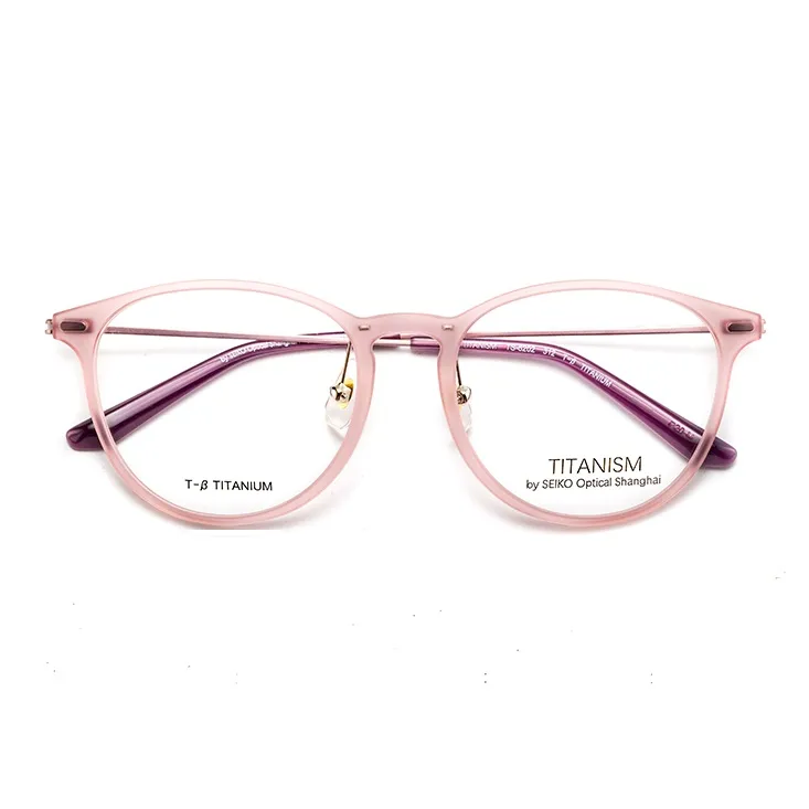 SEIKO Titanium Alloy Β Titanium Oval Eyeglass Frames Unisex Pink-2