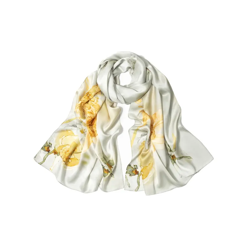 Shanghai Story 100% Mulberry Silk Scarves Women's Summer Solstice Listening To Lotus, Gift Box Set-6