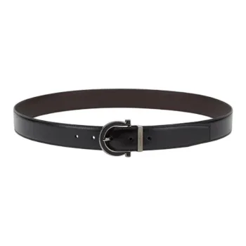 FERRAGAMO Cow Leather Belts Men's Brown Width 3.2cm