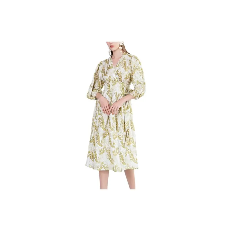 BESIONIA SS23 Short-Sleeved Dresses Women's Yellow Pattern-2