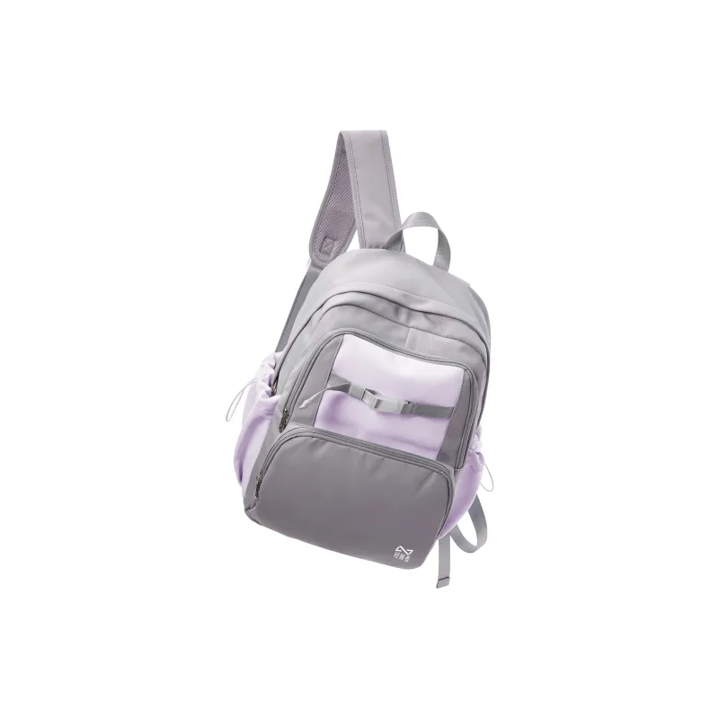 QING QI ZHE Fabric Backpacks Regular Unisex White Brown/Gray Purple/Black-10
