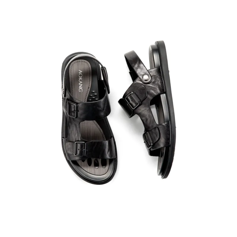 AOKANG Beach Sandals Men's Black-4