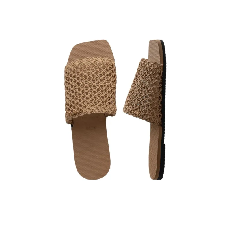 Havaianas Rubber Sole Abrasion Resistant Slide Slippers Women's Rose Gold-5