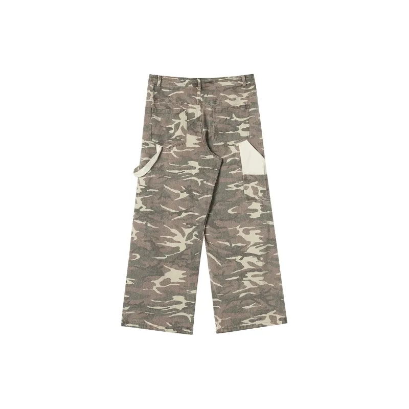JHYQ Casual Pants Unisex Pink Gray Camouflage-1