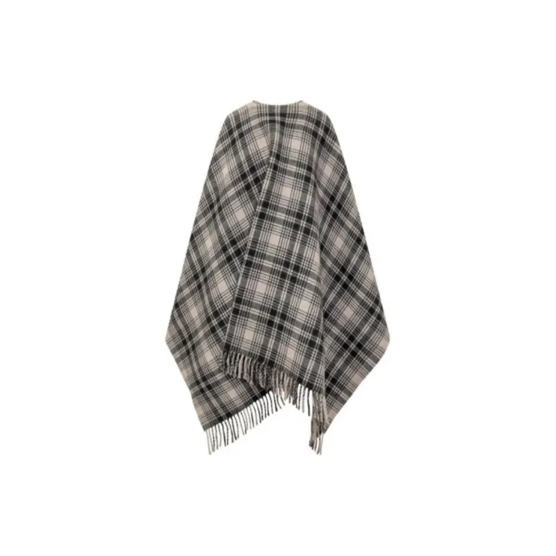 WOOLRICH Checked Fringed Cape-1