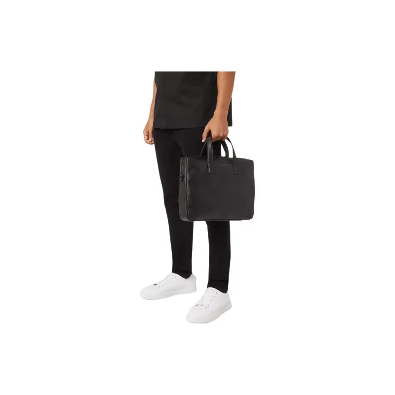 CALVIN KLEIN Recycled Polyester With Polyurethane Laptop Bag, Shoulder Bag, Crossbody Bag, Handbag Men's Black-4