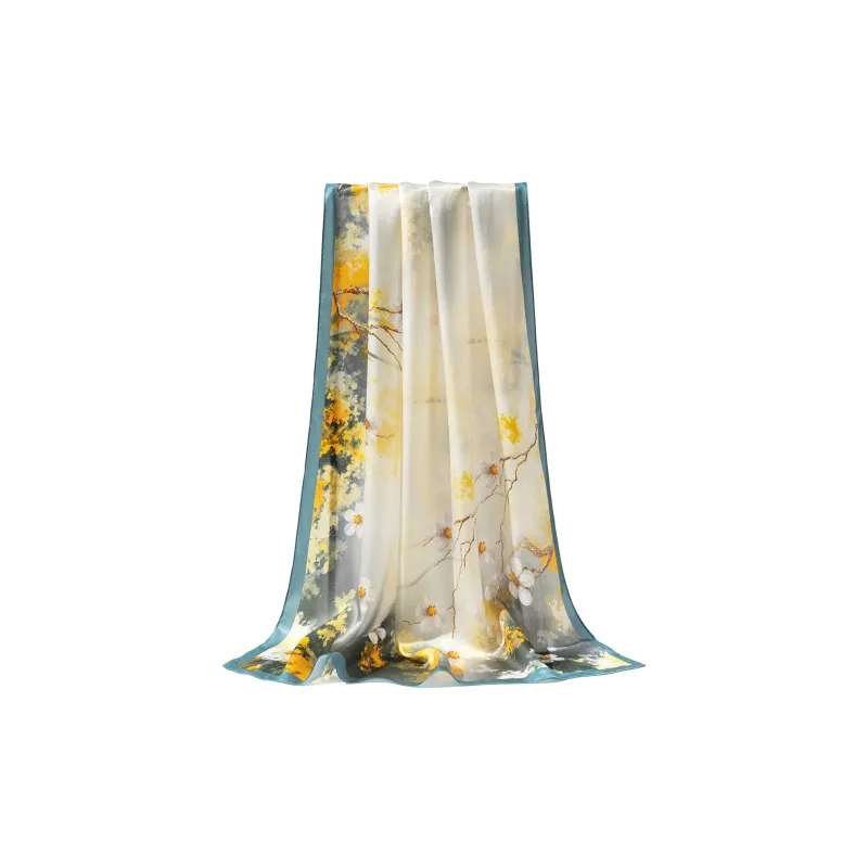 Shanghai Story 100% Mulberry Silk Scarves Women's Summer Solstice Listening To Lotus, Gift Box Set-22
