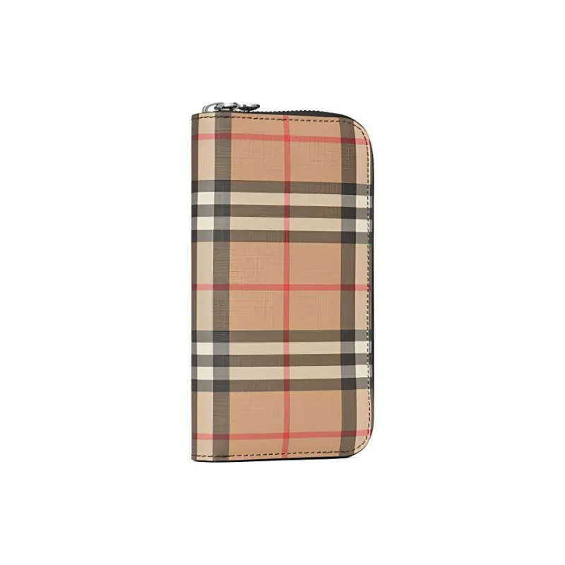 Burberry Calfskin Clutch Card Holder Wallet Women's Khaki/Black-2