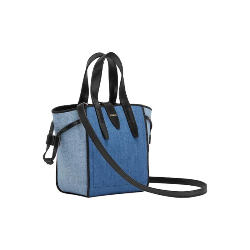 Furla Net Collection Fabric Totes Handbags Mini Women's Denim Blue-2