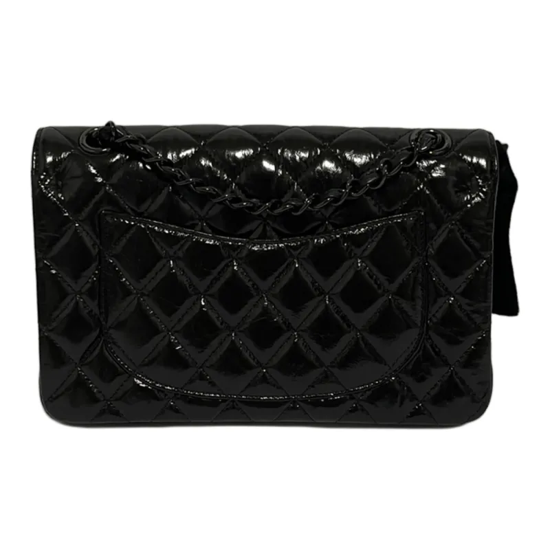 CHANEL Classic Flap CFSo Black Waxed Leather Flap Bag, Shoulder Bag, Crossbody Bag, Handbag Trumpets Women's Black-2