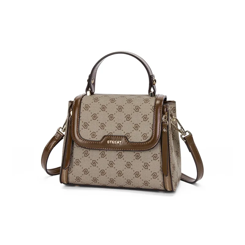 ST&SAT PVC Crossbody Handbags Regular Women's Coffee/Khaki-7