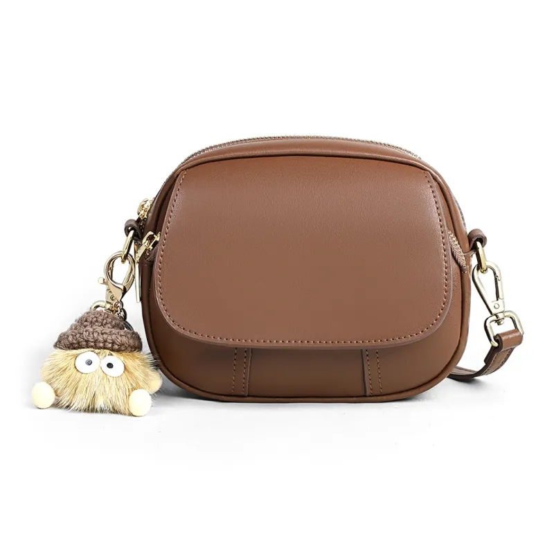 MILLIE'S Cow Leather Underarm Shoulder Bag Crossbody Bag Dome Bag Regular Women's White & Coffee/Coffee-5