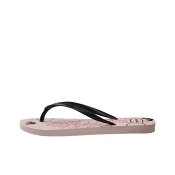 Havaianas Slim Rubber Sole Abrasion-Resistant Flip Flops Women's Pink Black