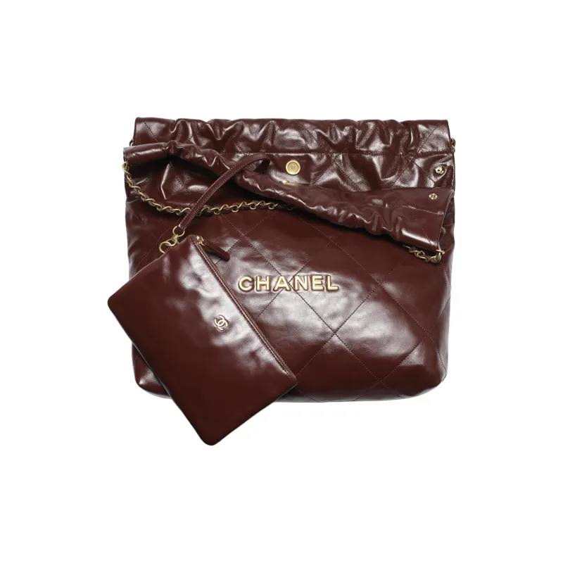 CHANEL Shiny Calfskin Bucket Bags Crossbody Bag, Shoulder Bag Women's Dark Brown-2