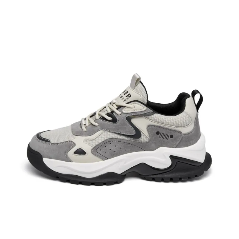 JEEP SPIRIT Cushioning Anti-Slip Wear-Resistant Breathable Impact-Resistant Mid-Top Outdoor Shoes Men's Gray-0