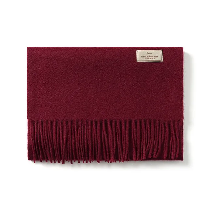 JIUMU 100% Cashmere Knit Scarves Women's China Red/Burgundy-1