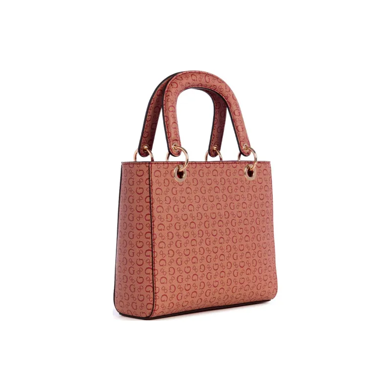 GUESS Faux Leather Coated Canvas Shoulder Bag Crossbody Bag Handbag Small Size Women's Red-1