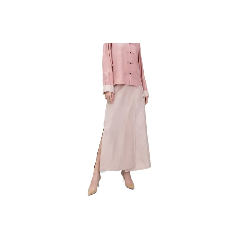 BESIONIA Casual Long Skirts Women's Pink Floral-1