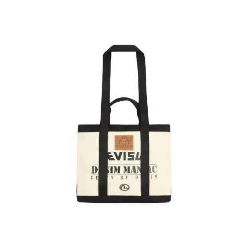 EVISU Canvas Bag, Tote Bag, Shopping Bag, Shoulder Bag, Handbag Unisex Ecru