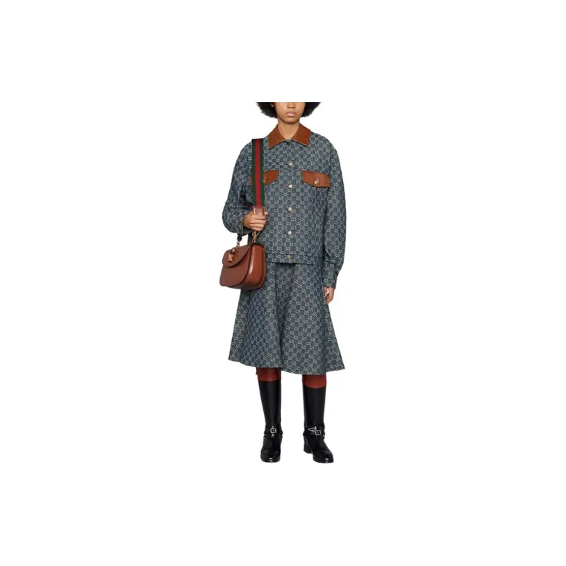GUCCI Denim Jacket Women's Blue-1