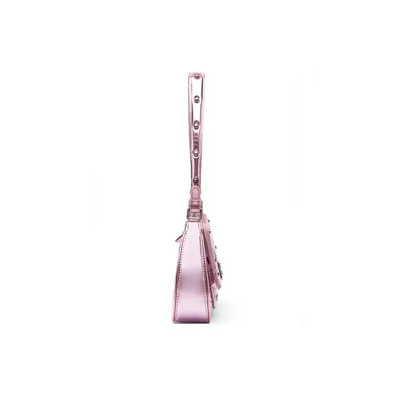 SUGARSU Cow Leather Handbag, Shoulder Bag Medium Size Women's Black/Dark Brown/Silver/Purple/Bright Pink-19