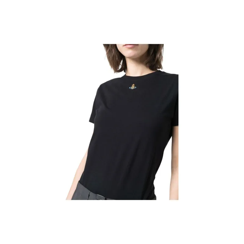 Vivienne Westwood Orb Logo embroidery Cotton T shirt-5
