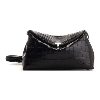 TOTEME Cow Leather One Shoulder Crossbody Clutch Women's Black