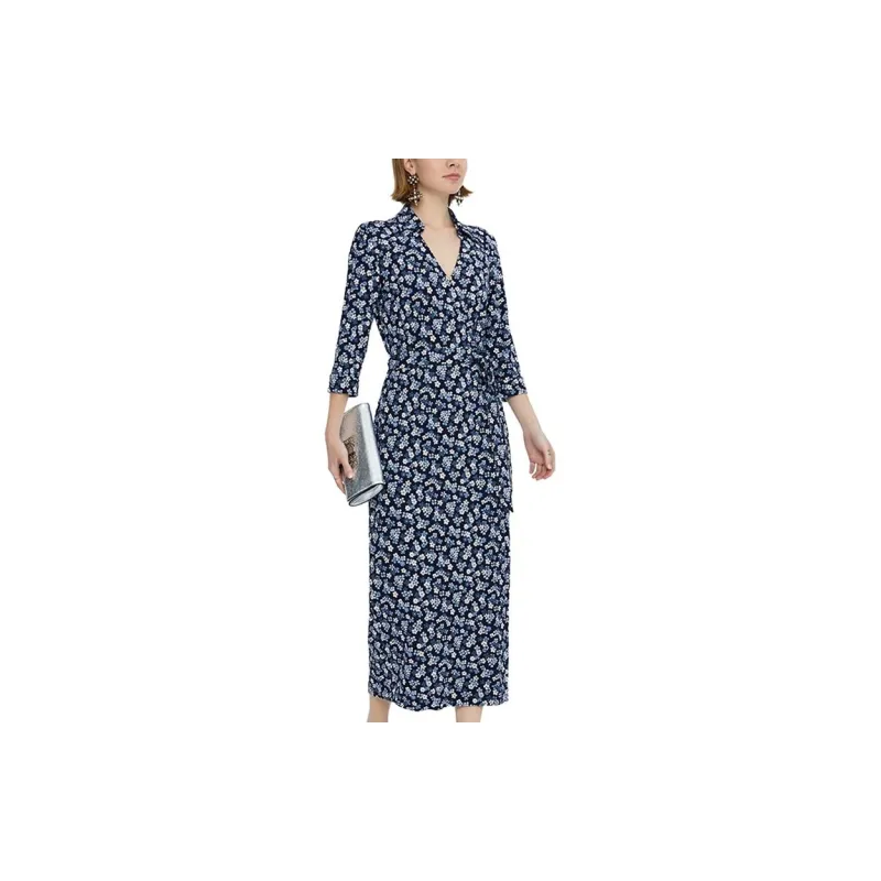 BESIONIA SS21 Long Sleeved Dress Women's Blue Pattern-3
