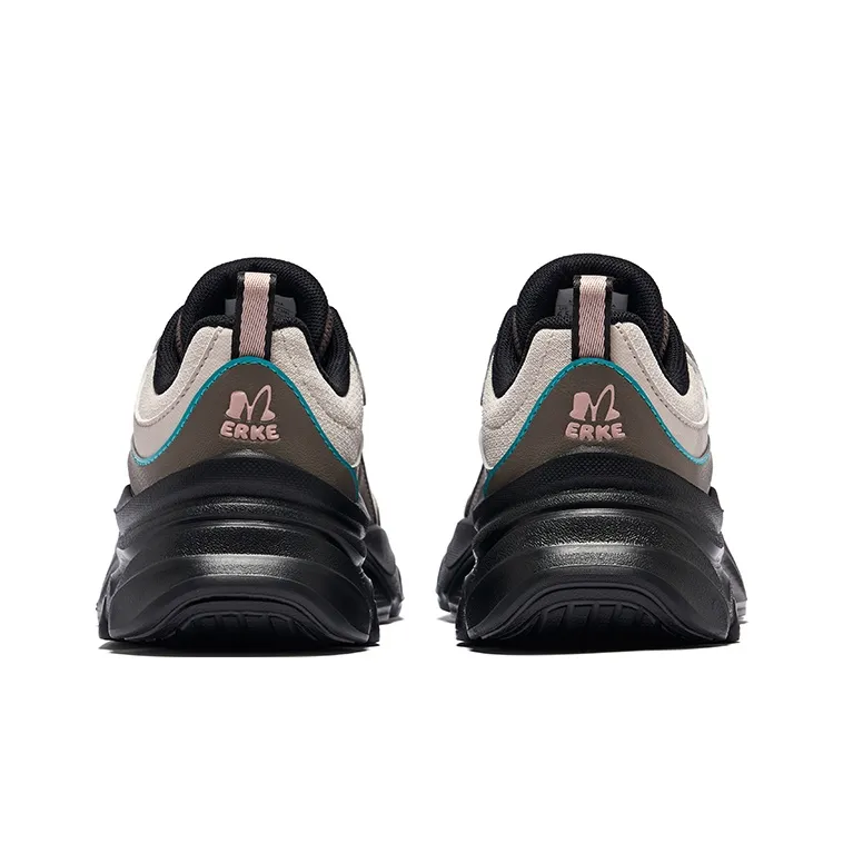 Erke Anti-Slip And Wear-Resistant Height Increasing Low-Top Casual Shoes Women's Painted Gray Brown Stone-3