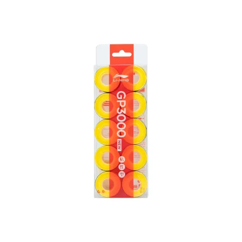 LiNing Badminton Series Badminton Grip Tape Yellow Polyurethane Thin 10 Pack