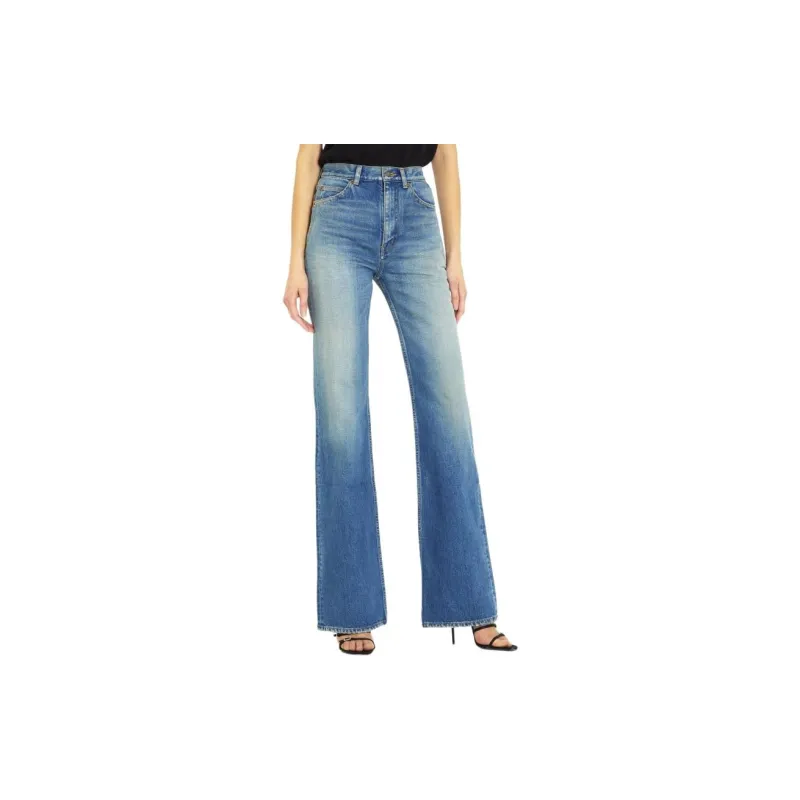SAINT LAURENT Button Detailed Straight Leg Jeans-1