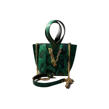 VERSACE Virtus Python Skin Bucket Bag, Crossbody, One Shoulder Handbag Mini Women's Green