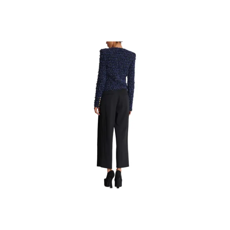 BALMAIN Cropped Tweed Round Neck Jacket-2