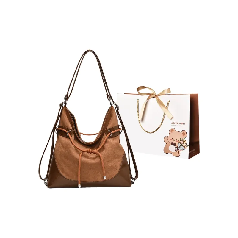 ERANGBEAR PU Crossbody Double Shoulder Bag Women's Black/Brown/Khaki-2