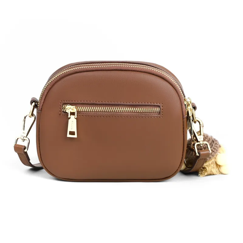 MILLIE'S Cow Leather Underarm Shoulder Bag Crossbody Bag Dome Bag Regular Women's White & Coffee/Coffee-7