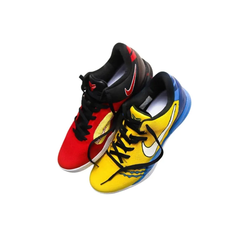 Nike Kobe 8 Anti-Slip Wear-Resistant Low-Top Basketball Shoes Unisex Red Yellow-2