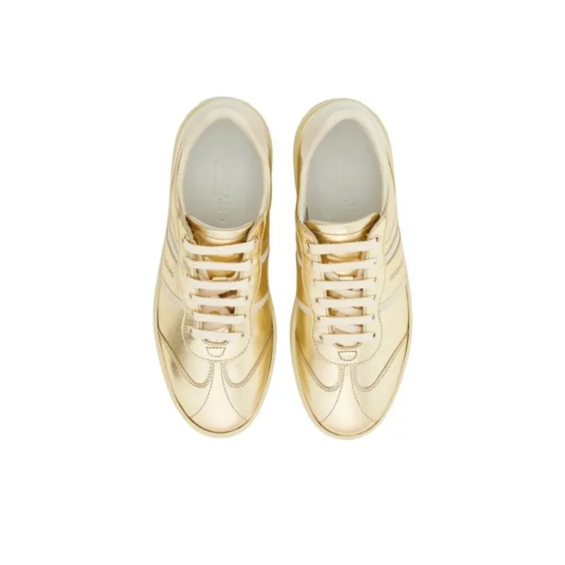 FERRAGAMO Low Top Skateboard Shoes Women's Gold-3