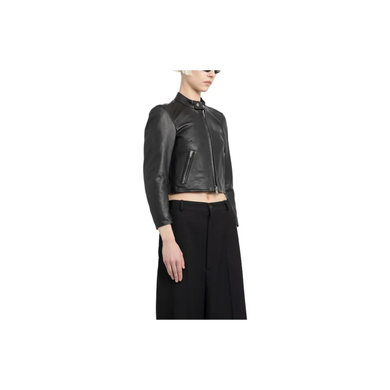 Balenciaga Leather Jacket Black-4